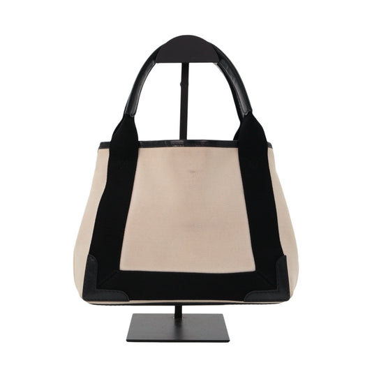 BALENCIAGA Black & White Canvas Navy Cabas XS Tote Bag [Used]
