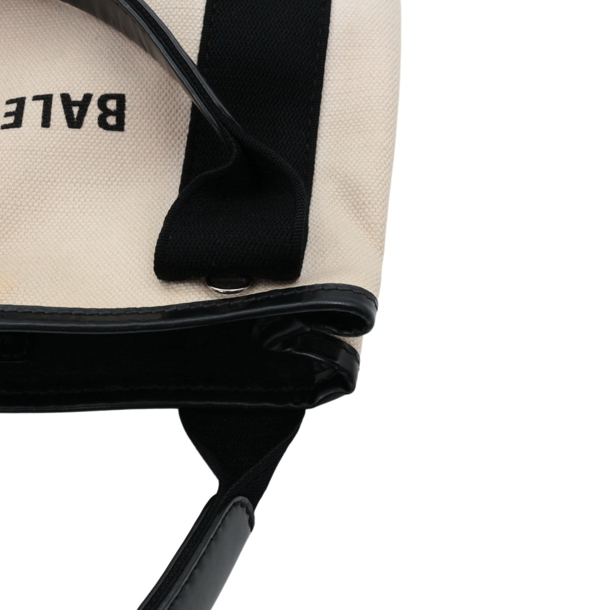 BALENCIAGA Black & White Canvas Navy Cabas XS Tote Bag [Used]
