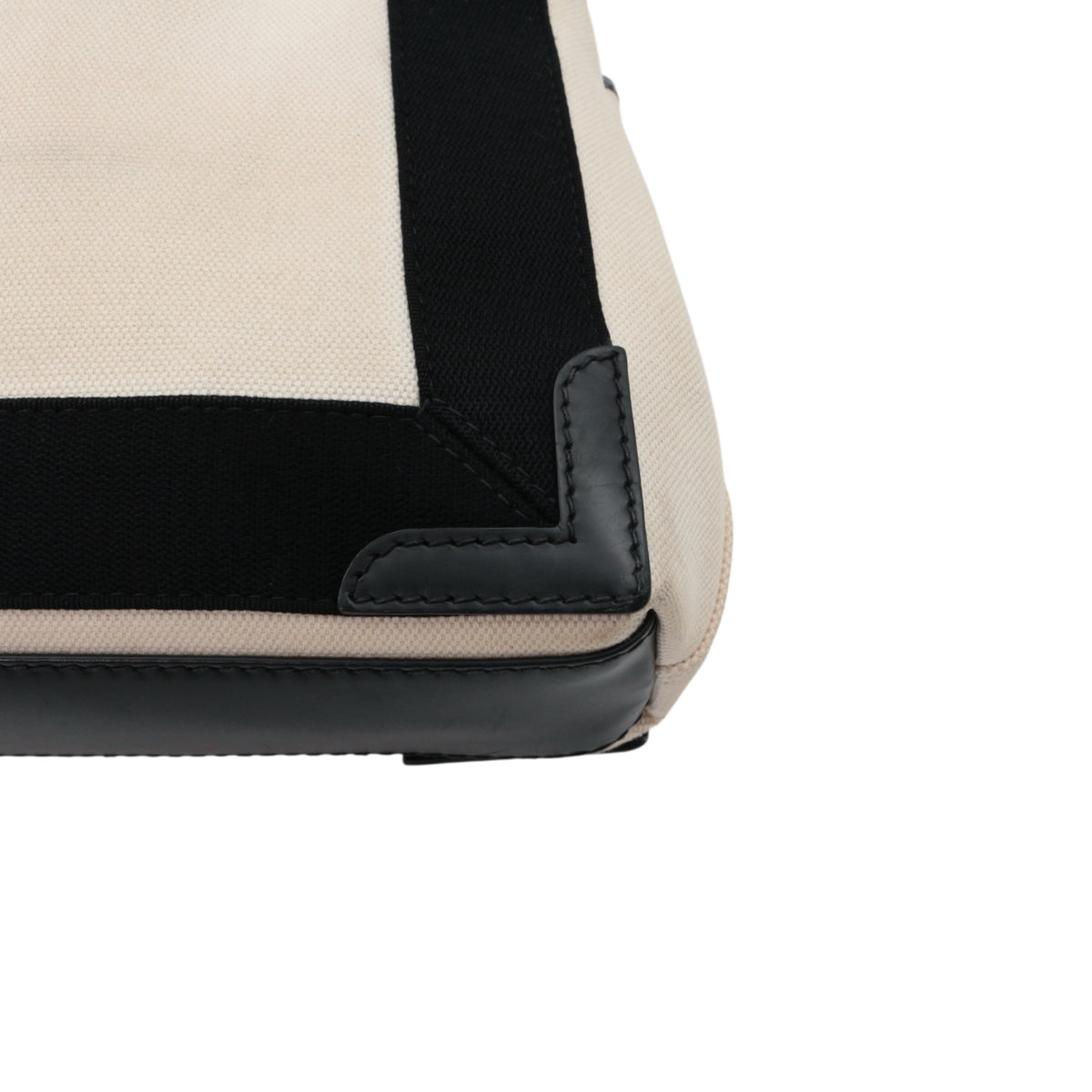 BALENCIAGA Black & White Canvas Navy Cabas XS Tote Bag [Used]