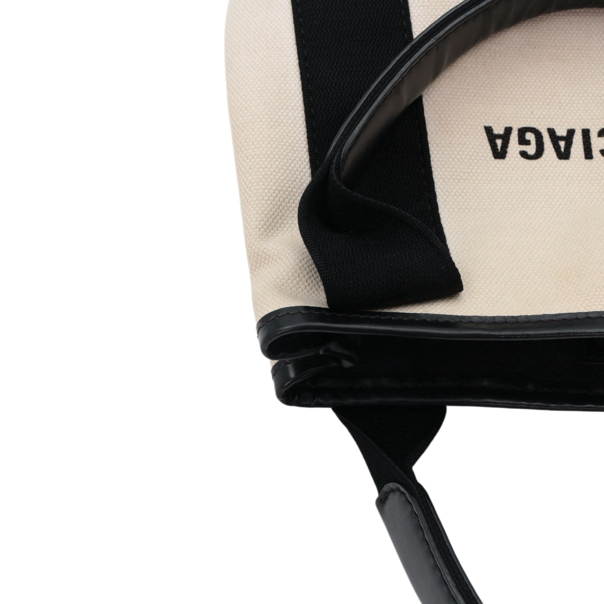 BALENCIAGA Black & White Canvas Navy Cabas XS Tote Bag [Used]