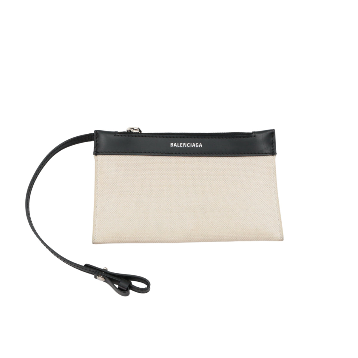 BALENCIAGA Black & White Canvas Navy Cabas XS Tote Bag [Used]