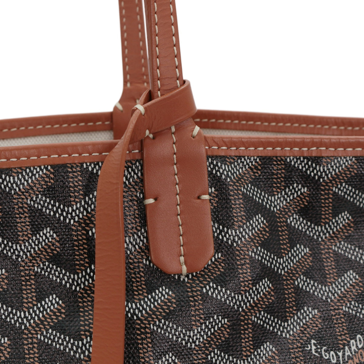 GOYARD Saint Louis PM Brown Goyardine Canvas Tote Bag [Used]