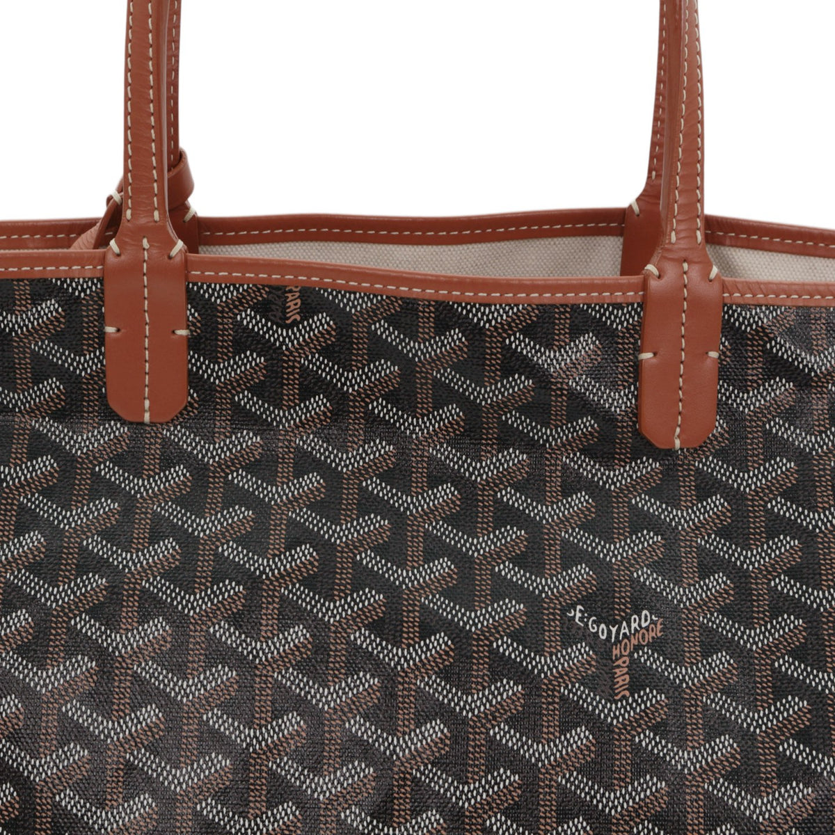 GOYARD Saint Louis PM Brown Goyardine Canvas Tote Bag [Used]