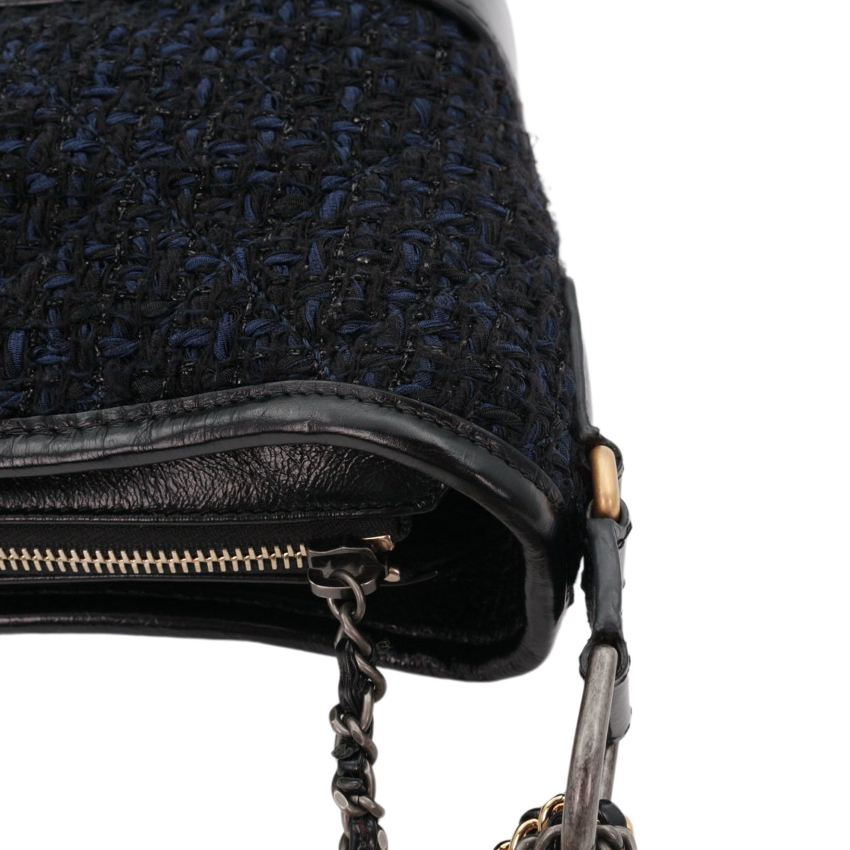 CHANEL Navy Blue & Black Tweed Gabrielle Small Hobo Bag [Used]