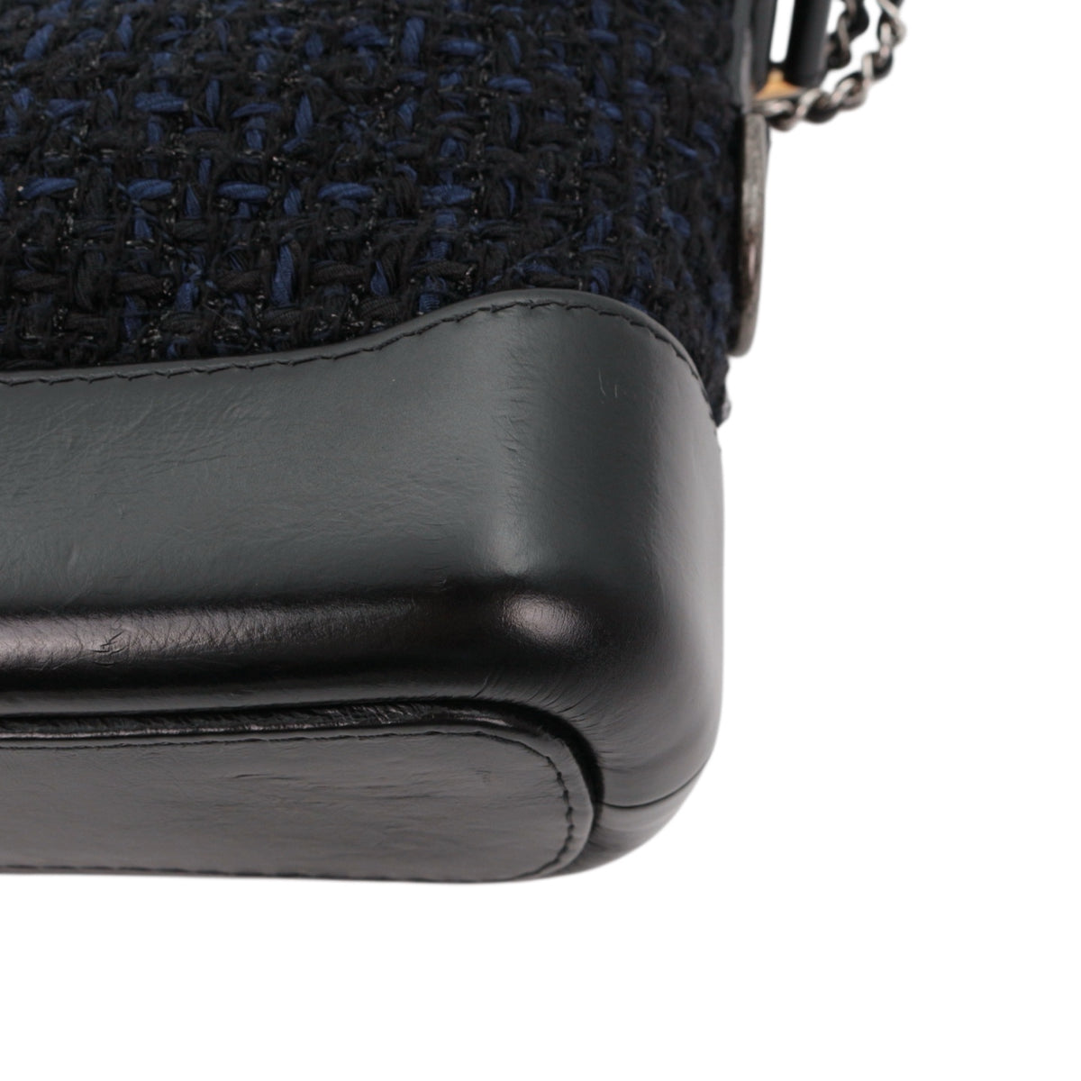 CHANEL Navy Blue & Black Tweed Gabrielle Small Hobo Bag [Used]