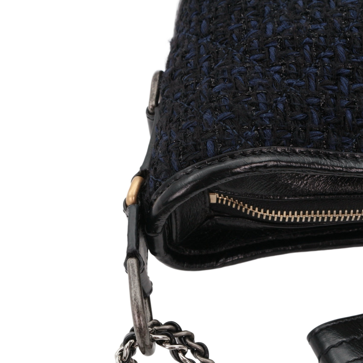 CHANEL Navy Blue & Black Tweed Gabrielle Small Hobo Bag [Used]