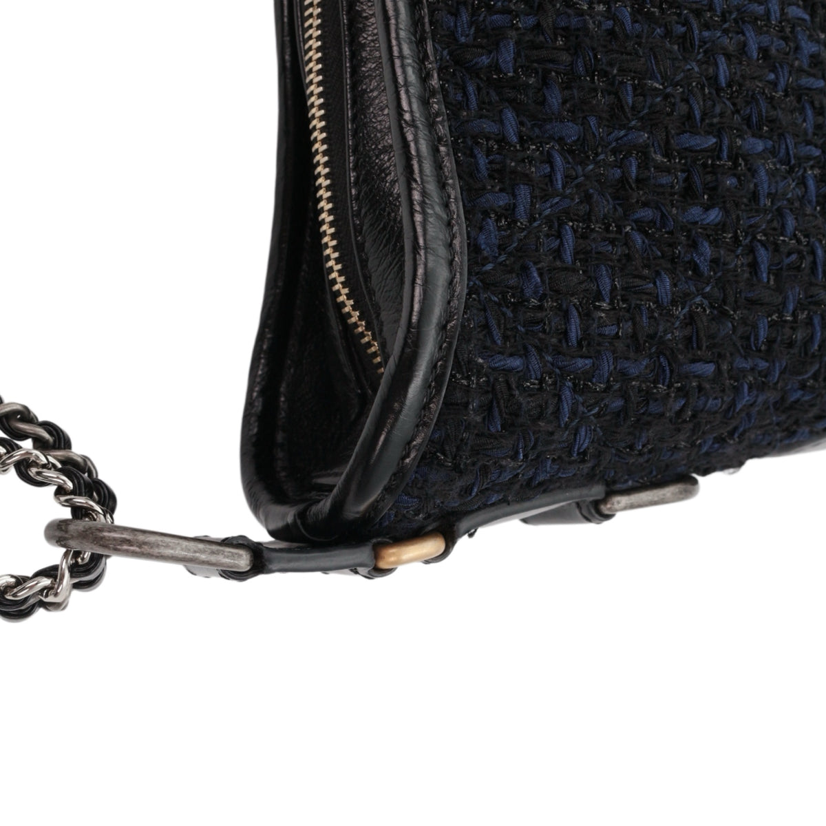 CHANEL Navy Blue & Black Tweed Gabrielle Small Hobo Bag [Used]