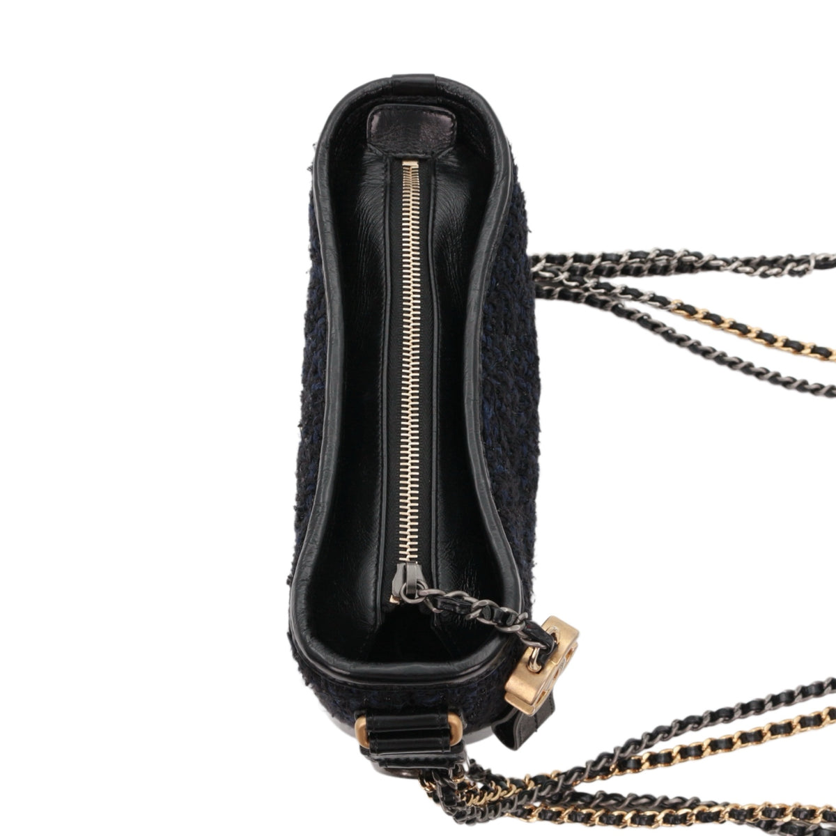 CHANEL Navy Blue & Black Tweed Gabrielle Small Hobo Bag [Used]