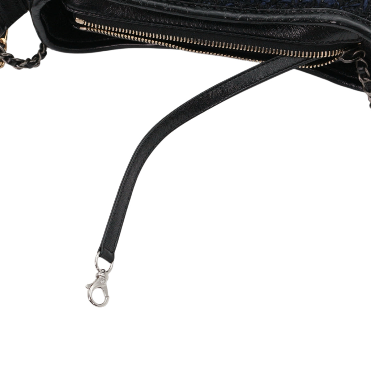 CHANEL Navy Blue & Black Tweed Gabrielle Small Hobo Bag [Used]