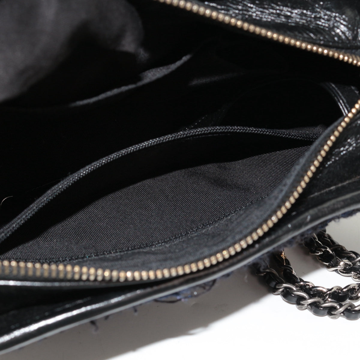 CHANEL Navy Blue & Black Tweed Gabrielle Small Hobo Bag [Used]