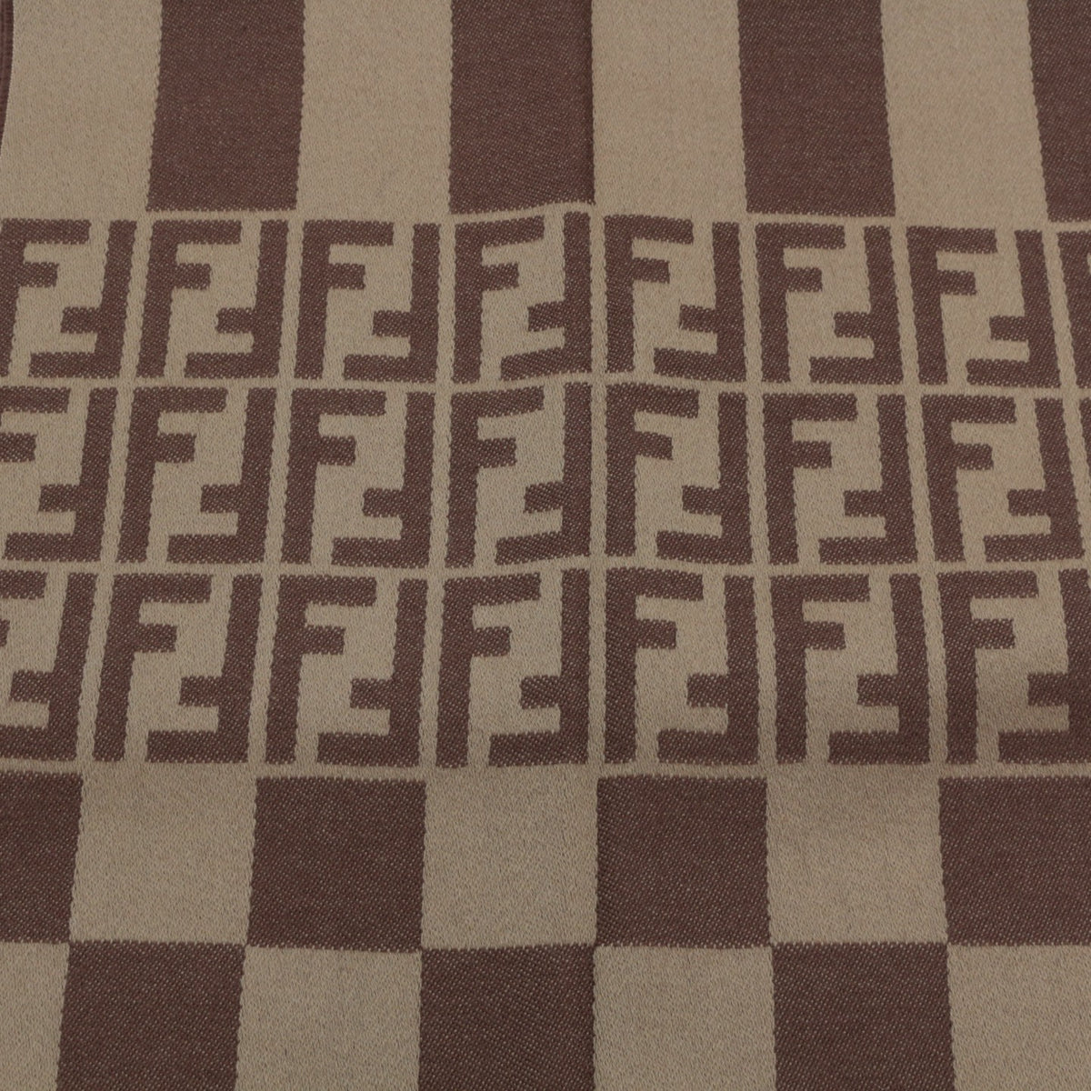 FENDI Brown & Beige Zucca FF Monogram Reversible Wool Muffler [Used]
