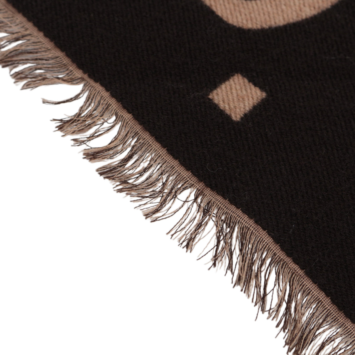 GUCCI Beige & Dark Brown GG Jacquard Reversible Wool Muffler [Used]