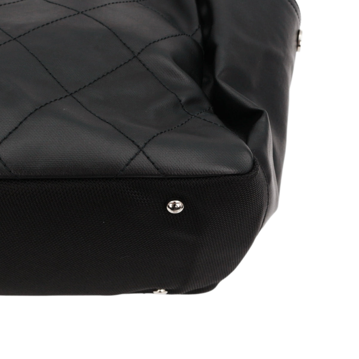 CHANEL Black Quilted Leather & Canvas CC Charm Large Tote Bag with Pouch [Used]