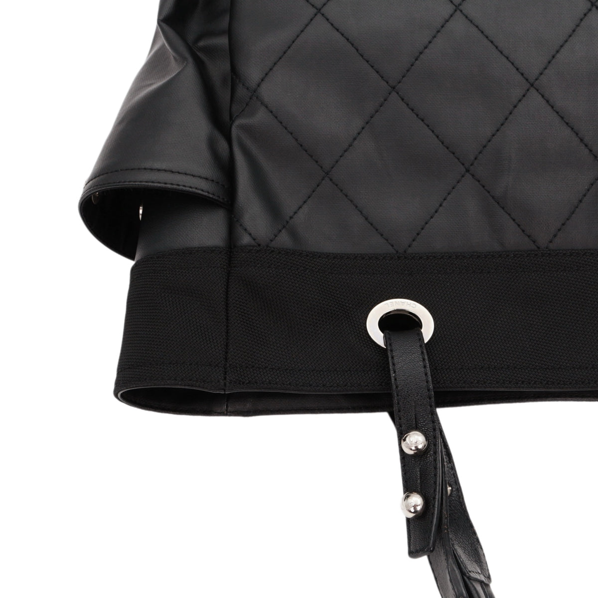 CHANEL Black Quilted Leather & Canvas CC Charm Large Tote Bag with Pouch [Used]