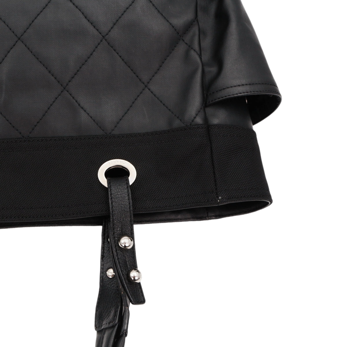 CHANEL Black Quilted Leather & Canvas CC Charm Large Tote Bag with Pouch [Used]