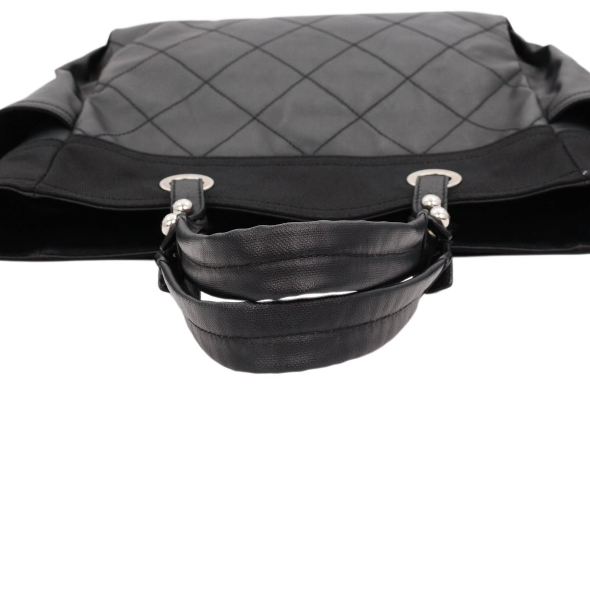 CHANEL Black Quilted Leather & Canvas CC Charm Large Tote Bag with Pouch [Used]