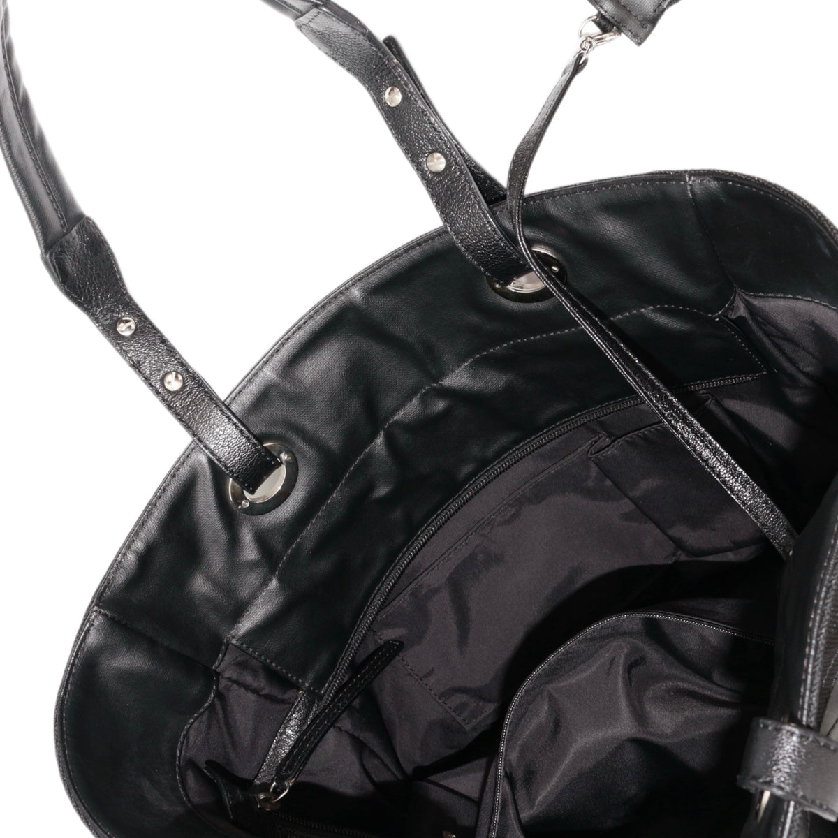 CHANEL Black Quilted Leather & Canvas CC Charm Large Tote Bag with Pouch [Used]