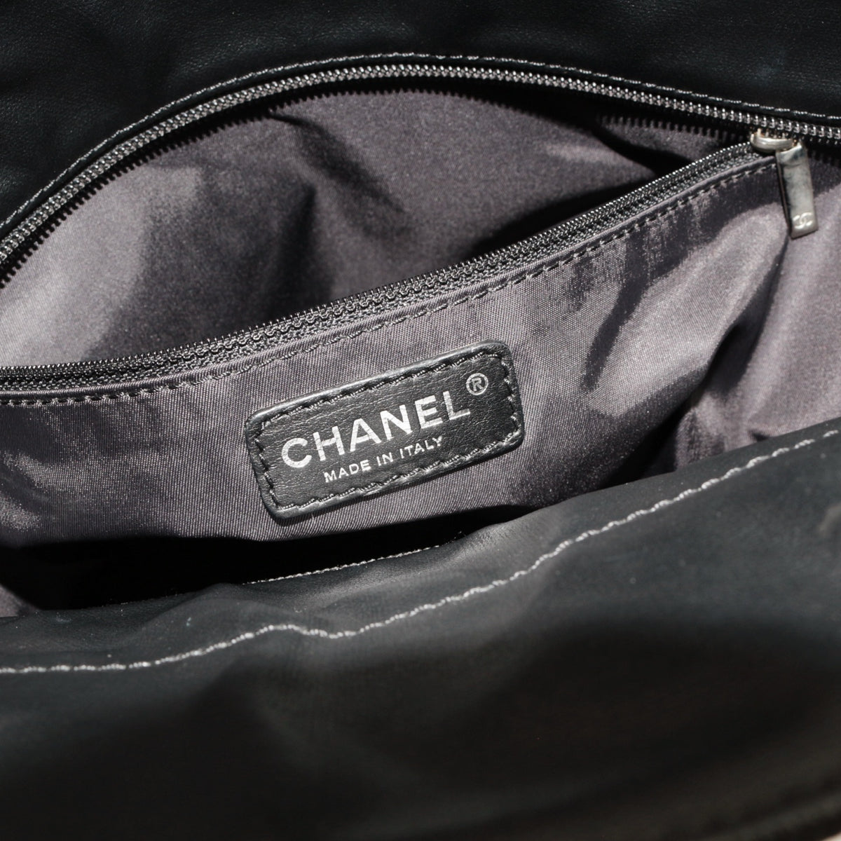 CHANEL Black Quilted Leather & Canvas CC Charm Large Tote Bag with Pouch [Used]
