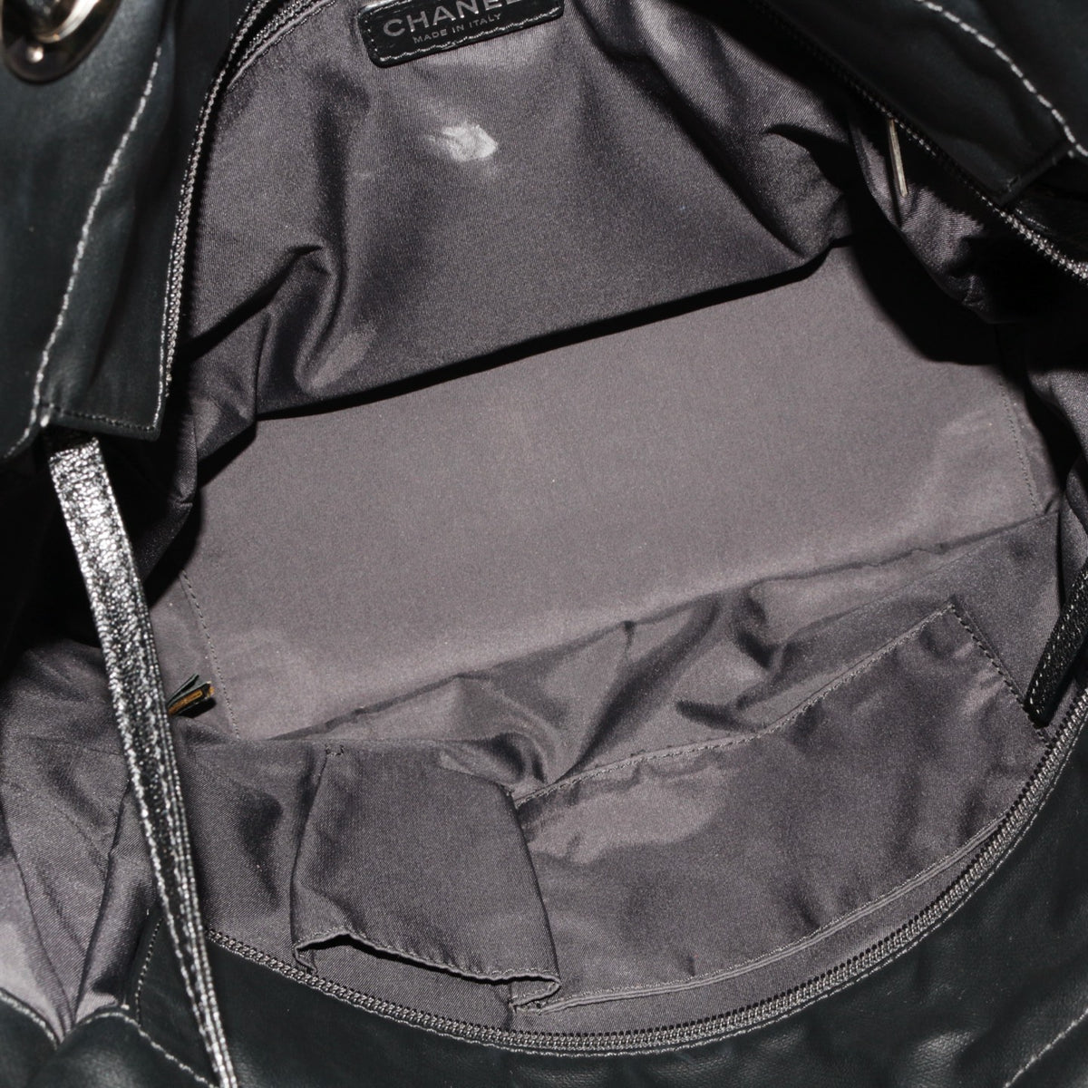 CHANEL Black Quilted Leather & Canvas CC Charm Large Tote Bag with Pouch [Used]