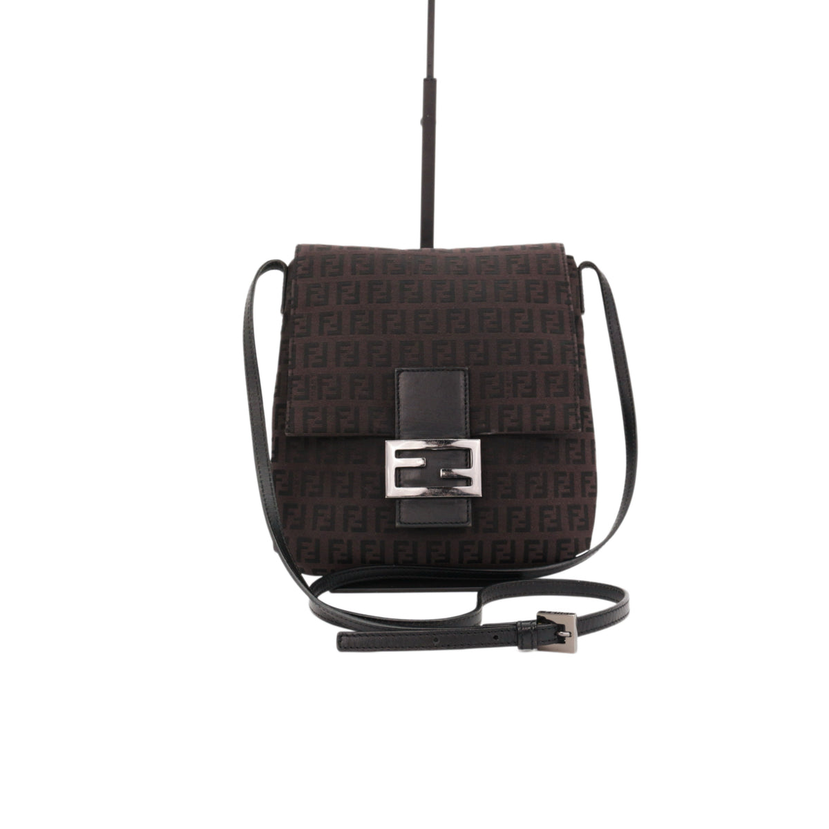 FENDI Brown Zucca FF Monogram Canvas Flap Crossbody Bag [Used]