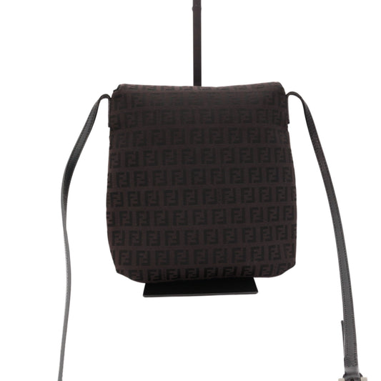 FENDI Brown Zucca FF Monogram Canvas Flap Crossbody Bag [Used]