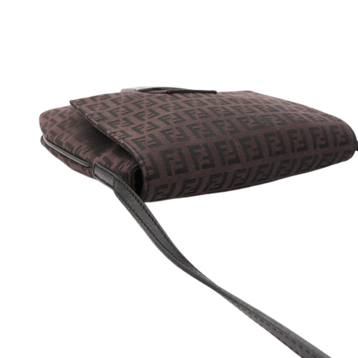 FENDI Brown Zucca FF Monogram Canvas Flap Crossbody Bag [Used]