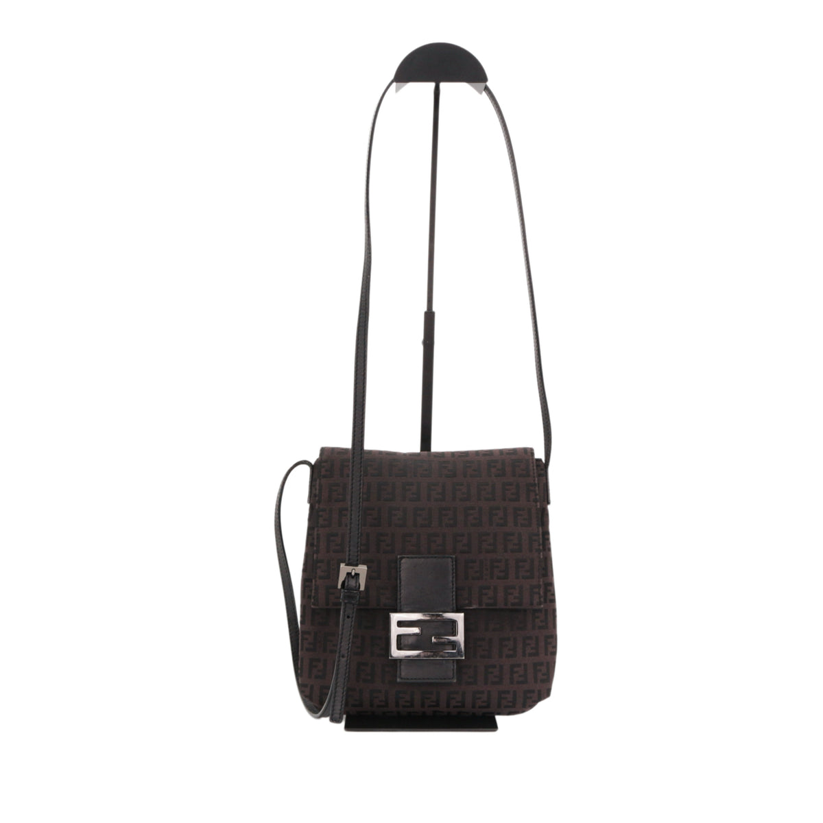FENDI Brown Zucca FF Monogram Canvas Flap Crossbody Bag [Used]