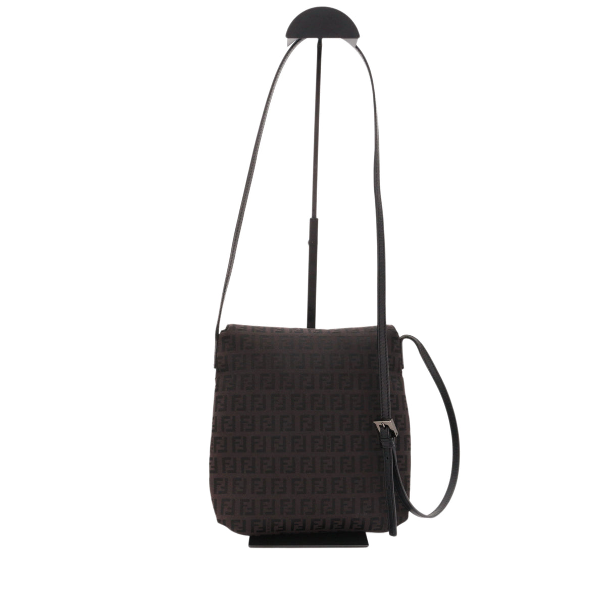 FENDI Brown Zucca FF Monogram Canvas Flap Crossbody Bag [Used]