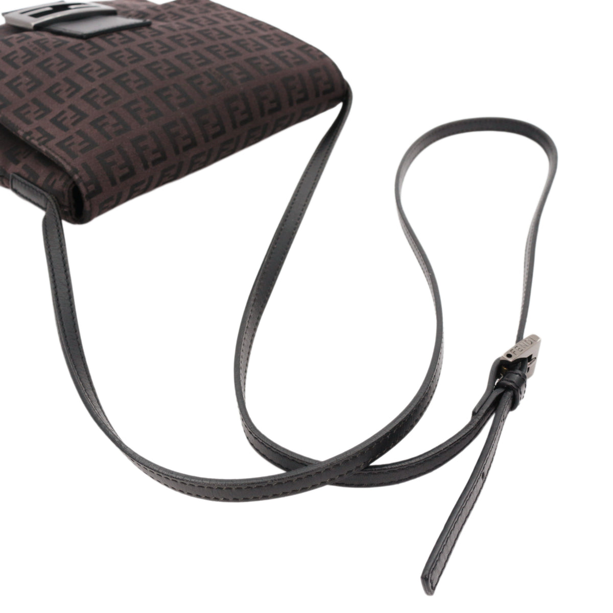 FENDI Brown Zucca FF Monogram Canvas Flap Crossbody Bag [Used]