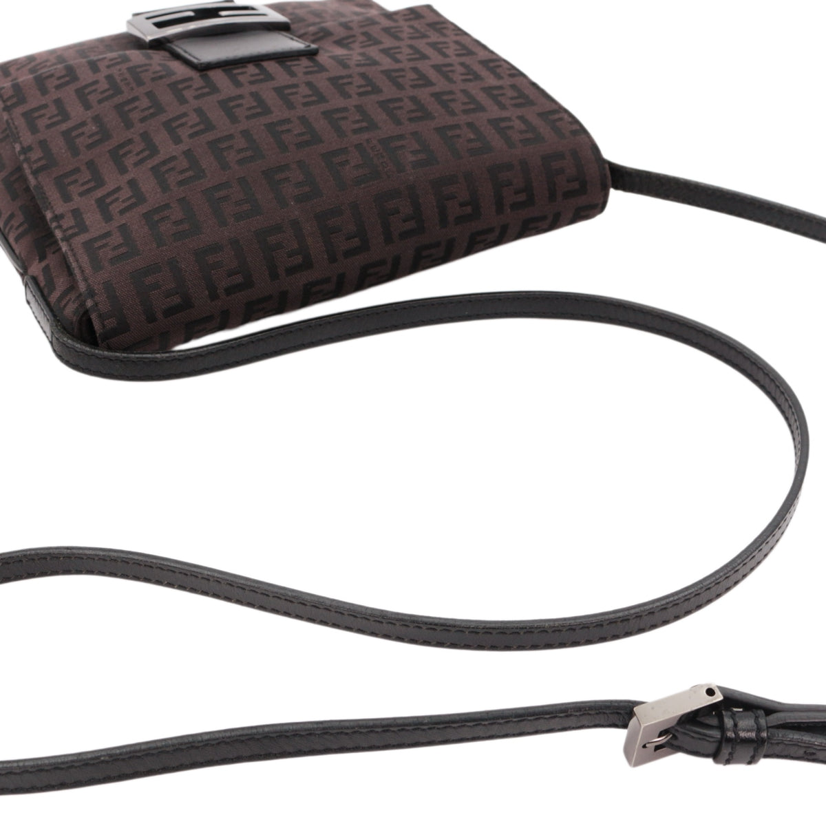 FENDI Brown Zucca FF Monogram Canvas Flap Crossbody Bag [Used]
