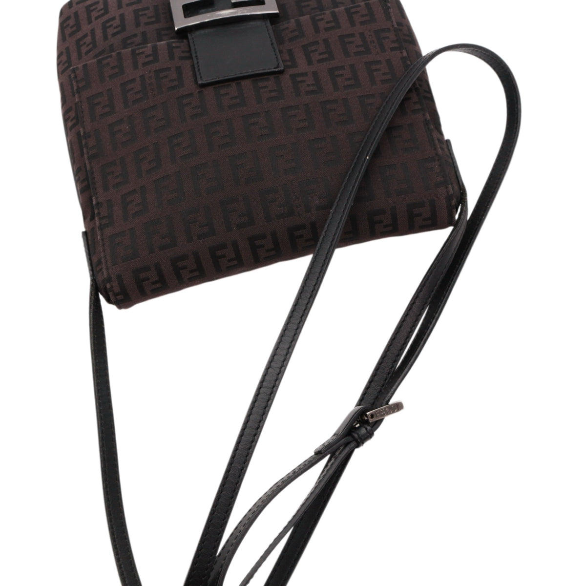 FENDI Brown Zucca FF Monogram Canvas Flap Crossbody Bag [Used]