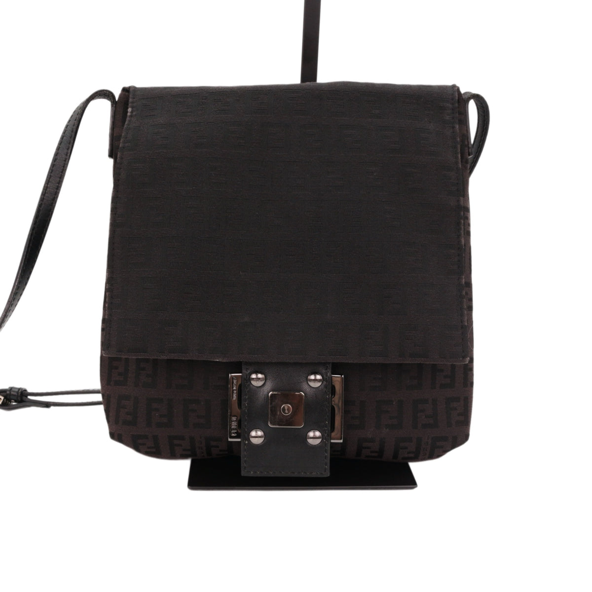 FENDI Brown Zucca FF Monogram Canvas Flap Crossbody Bag [Used]