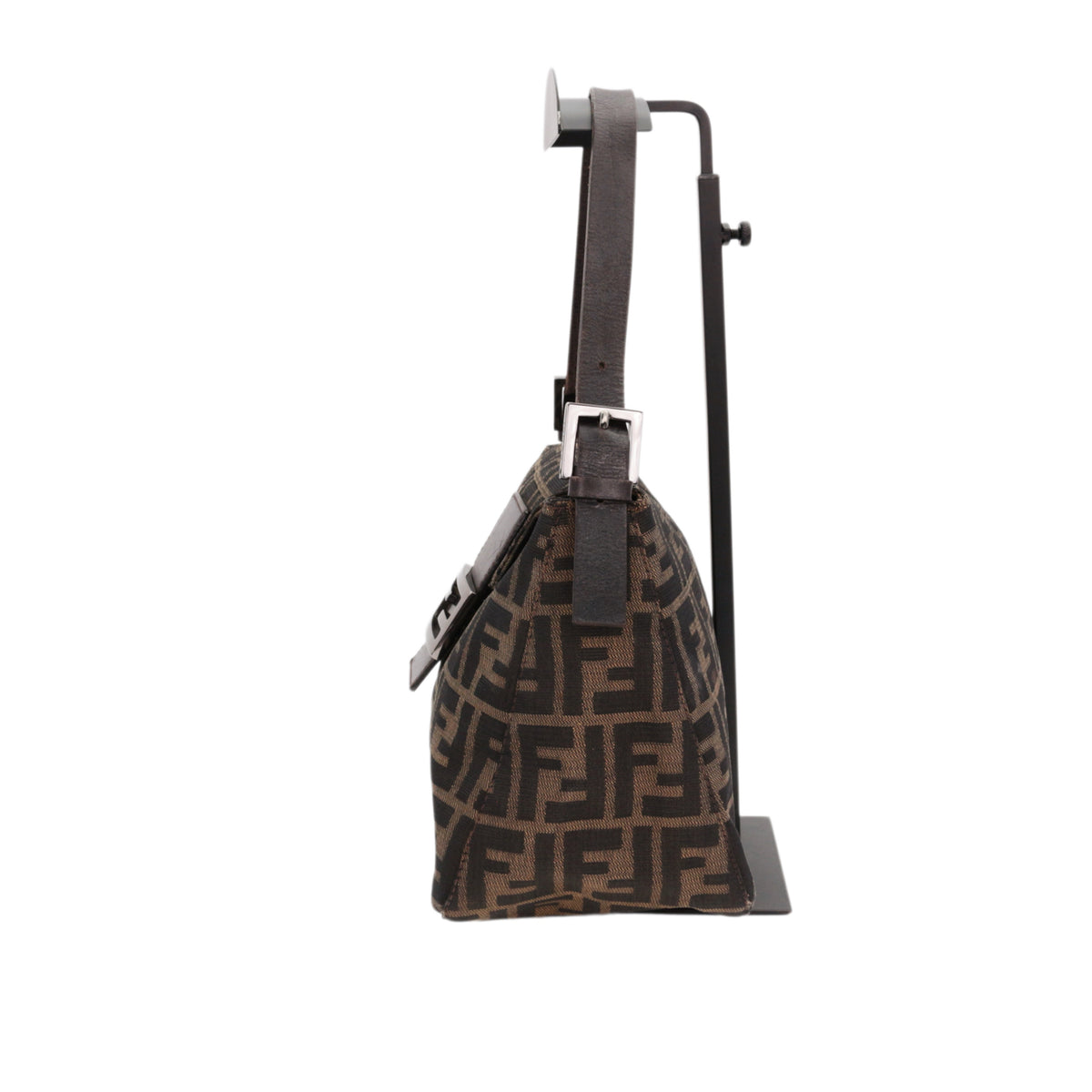 FENDI Brown Zucca FF Canvas Double Flap Shoulder Bag [Used]