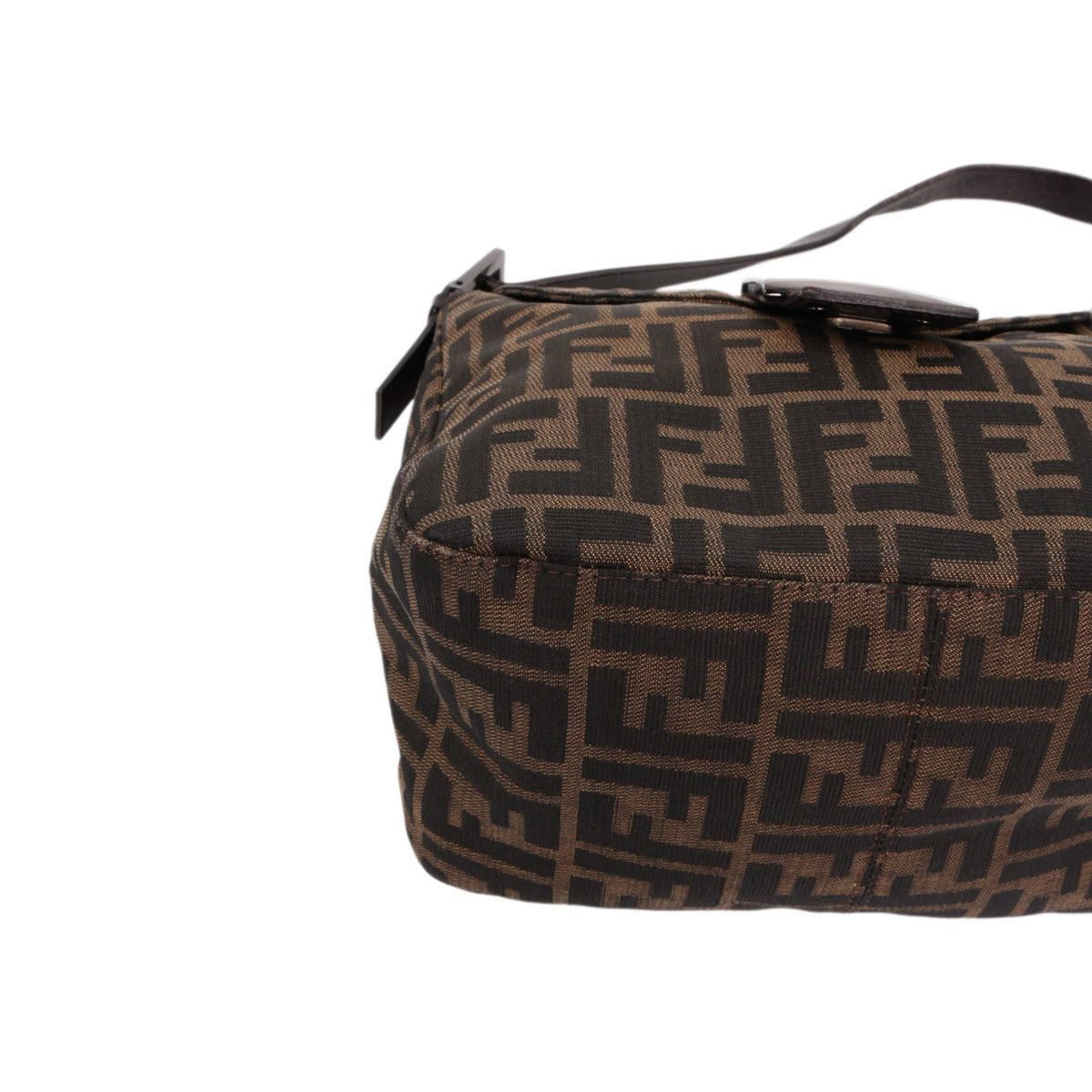 FENDI Brown Zucca FF Canvas Double Flap Shoulder Bag [Used]