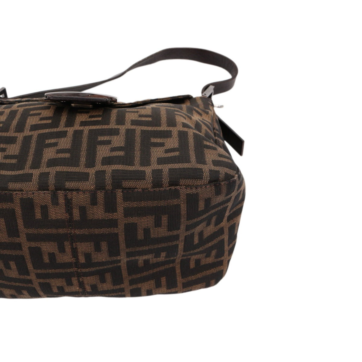 FENDI Brown Zucca FF Canvas Double Flap Shoulder Bag [Used]