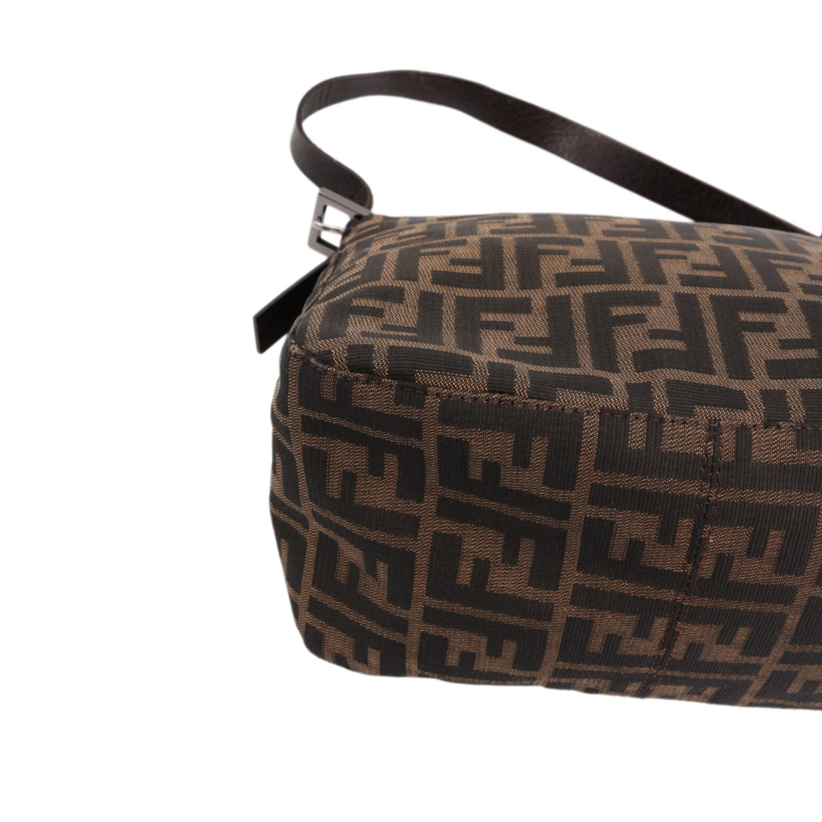 FENDI Brown Zucca FF Canvas Double Flap Shoulder Bag [Used]