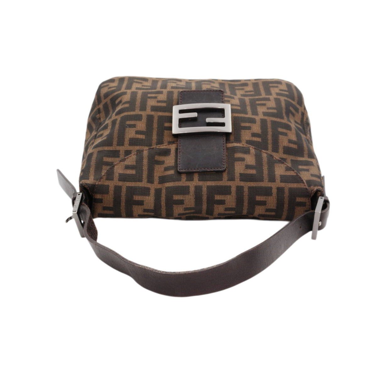 FENDI Brown Zucca FF Canvas Double Flap Shoulder Bag [Used]