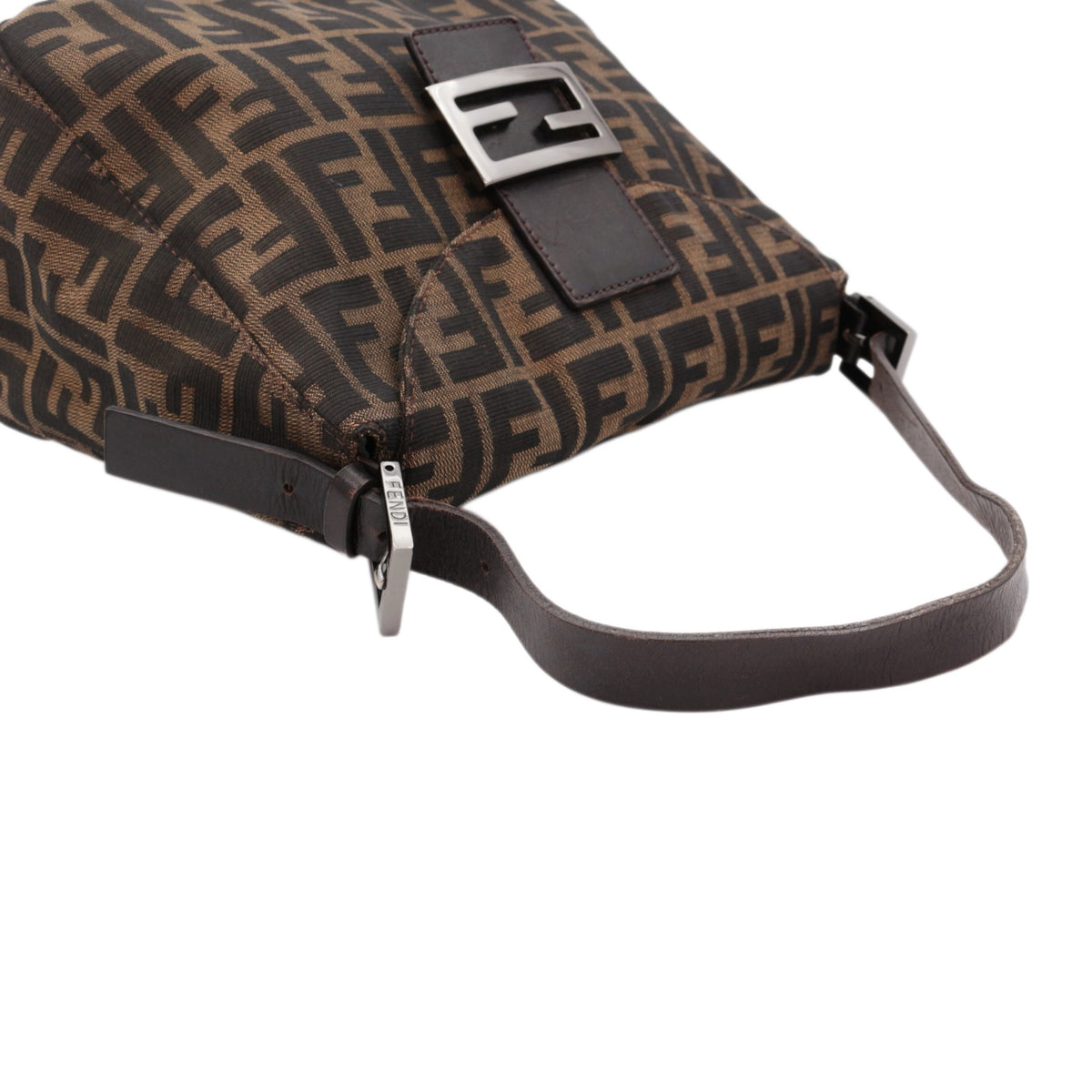 FENDI Brown Zucca FF Canvas Double Flap Shoulder Bag [Used]
