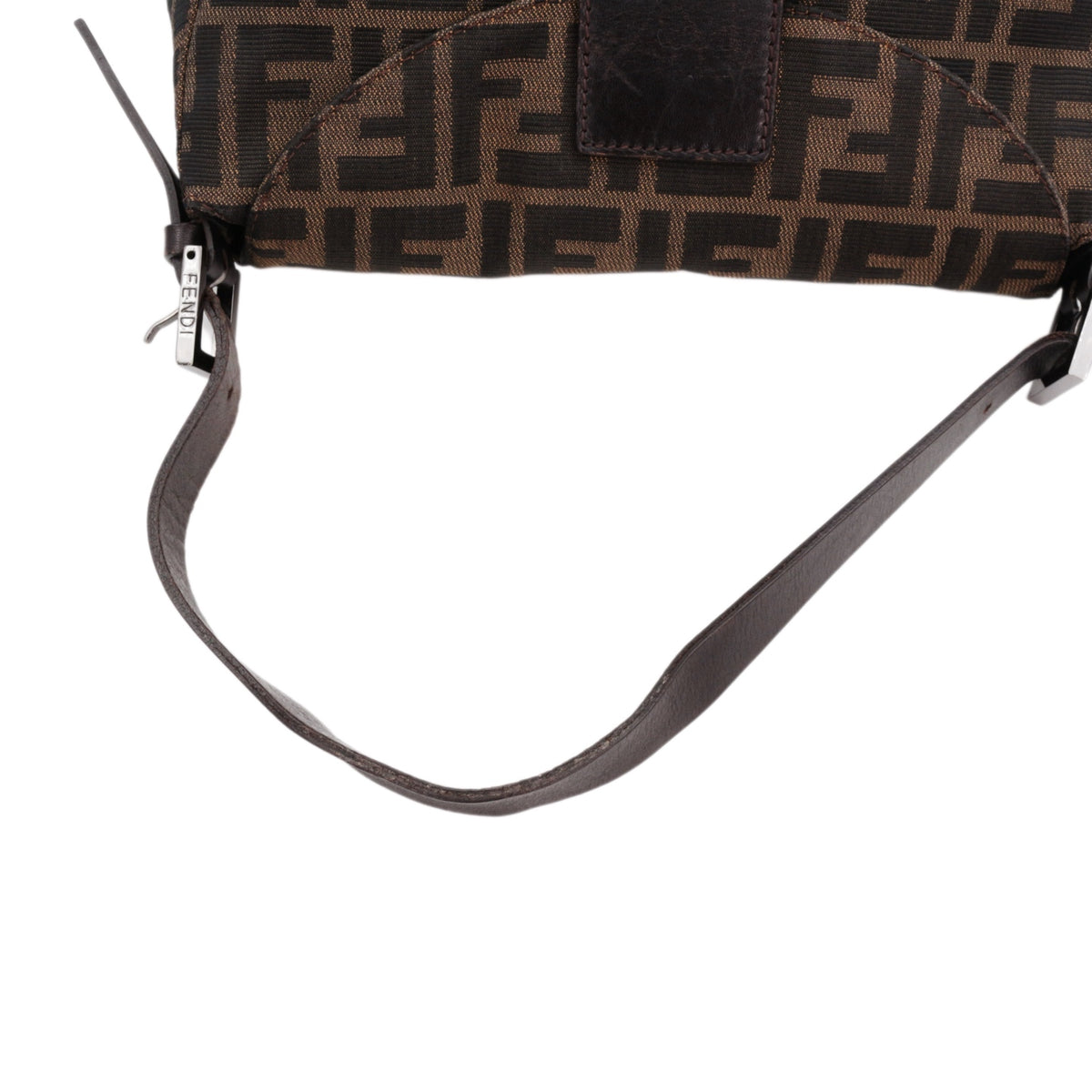 FENDI Brown Zucca FF Canvas Double Flap Shoulder Bag [Used]