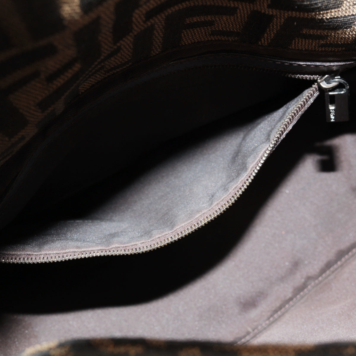 FENDI Brown Zucca FF Canvas Double Flap Shoulder Bag [Used]