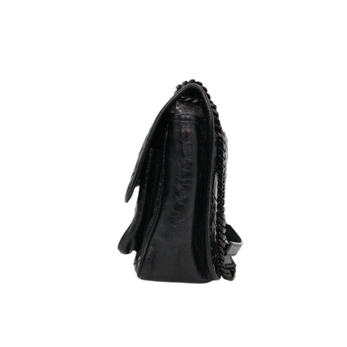 SAINT LAURENT Black Crinkled Calfskin Medium Niki Chain Shoulder Bag [Used]