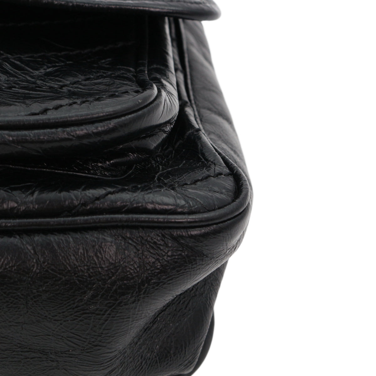 SAINT LAURENT Black Crinkled Calfskin Medium Niki Chain Shoulder Bag [Used]