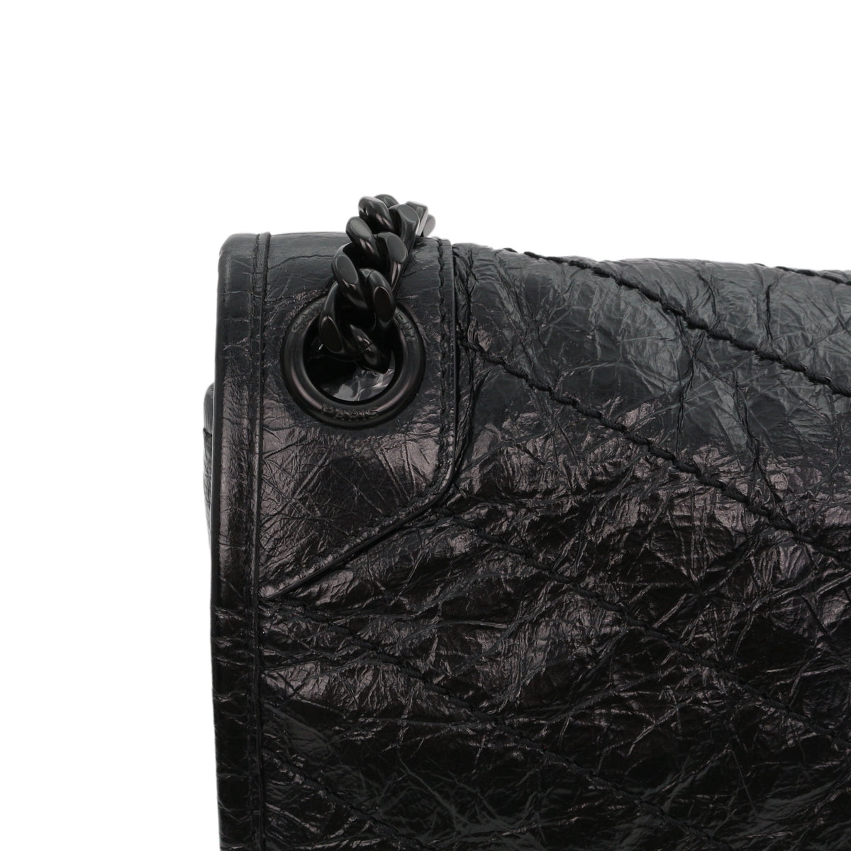 SAINT LAURENT Black Crinkled Calfskin Medium Niki Chain Shoulder Bag [Used]