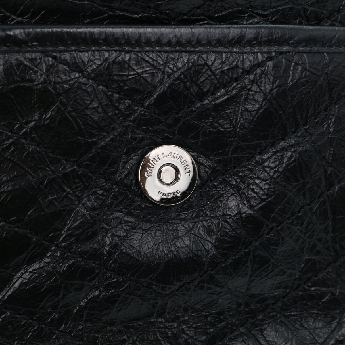SAINT LAURENT Black Crinkled Calfskin Medium Niki Chain Shoulder Bag [Used]