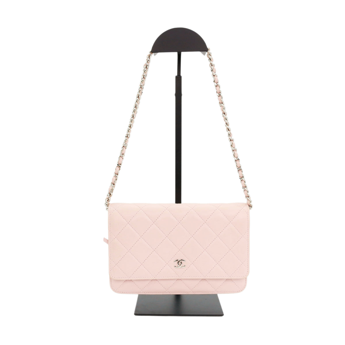 CHANEL Sakura Pink Lambskin Leather Classic Quilted Wallet on Chain (WOC) [Used]