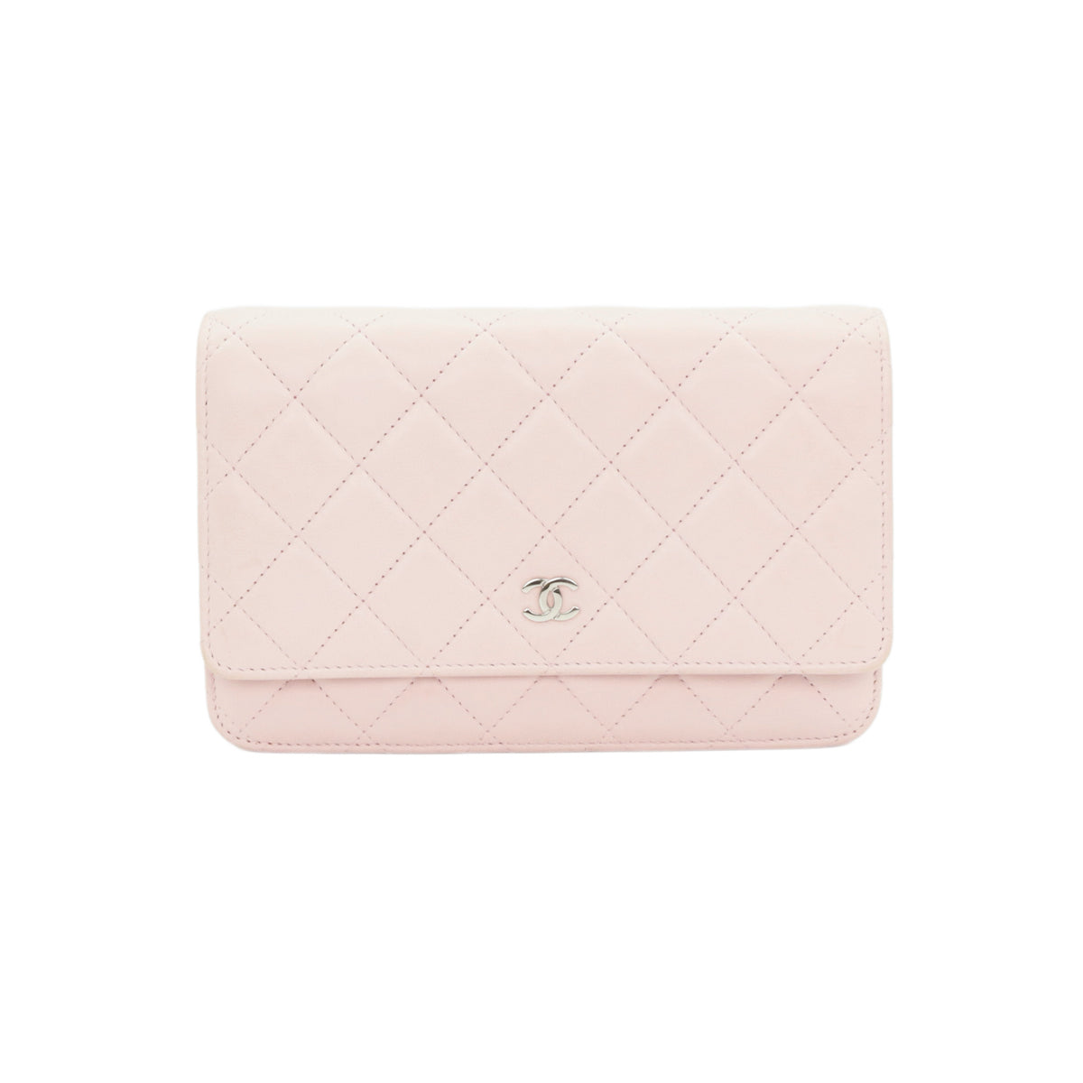 CHANEL Sakura Pink Lambskin Leather Classic Quilted Wallet on Chain (WOC) [Used]