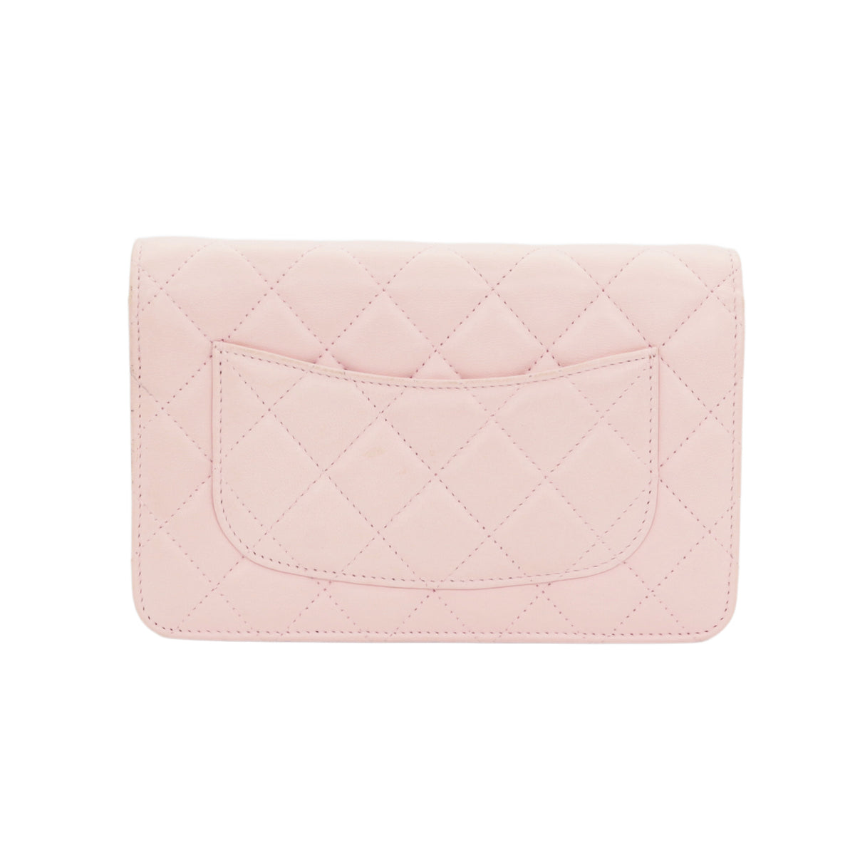 CHANEL Sakura Pink Lambskin Leather Classic Quilted Wallet on Chain (WOC) [Used]