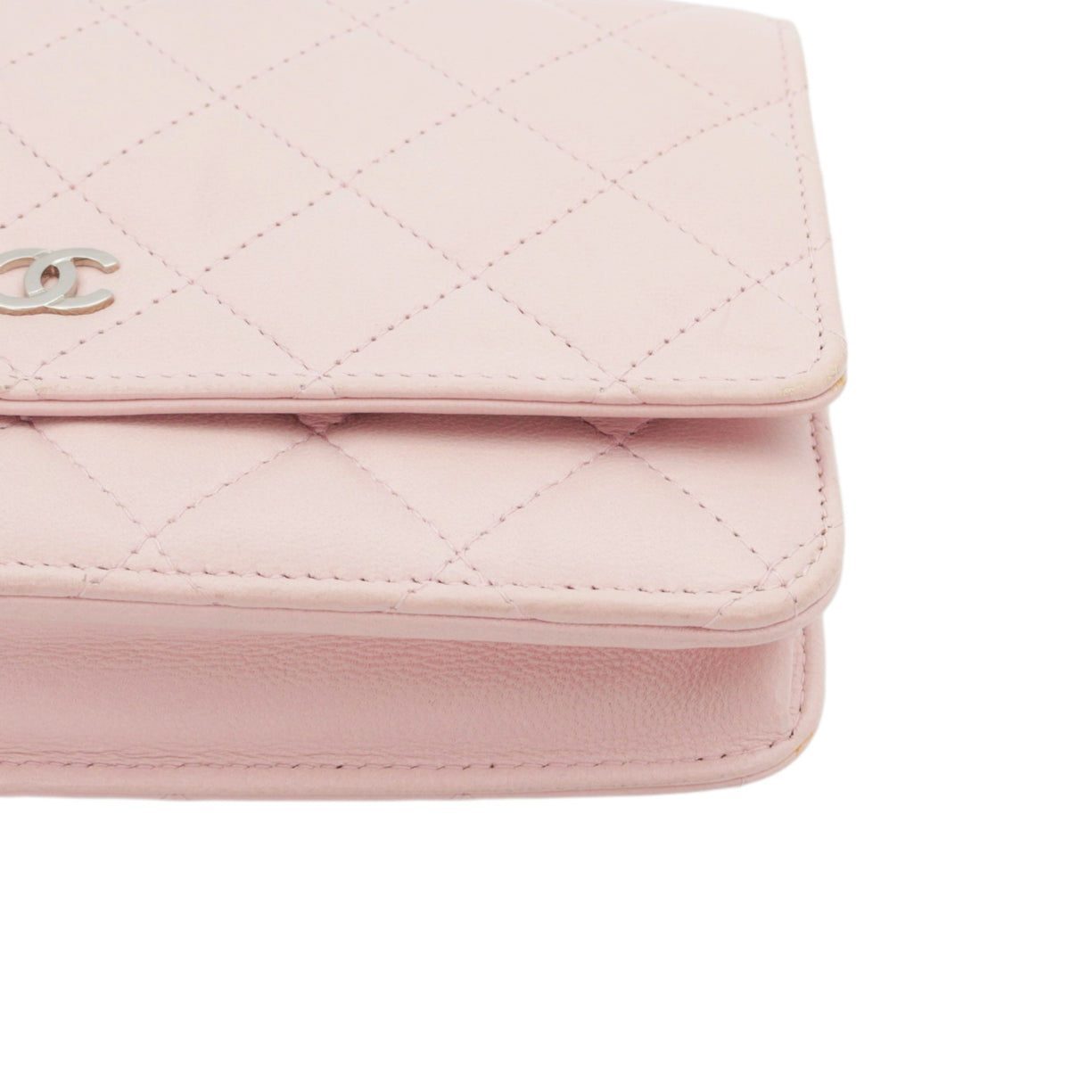 CHANEL Sakura Pink Lambskin Leather Classic Quilted Wallet on Chain (WOC) [Used]