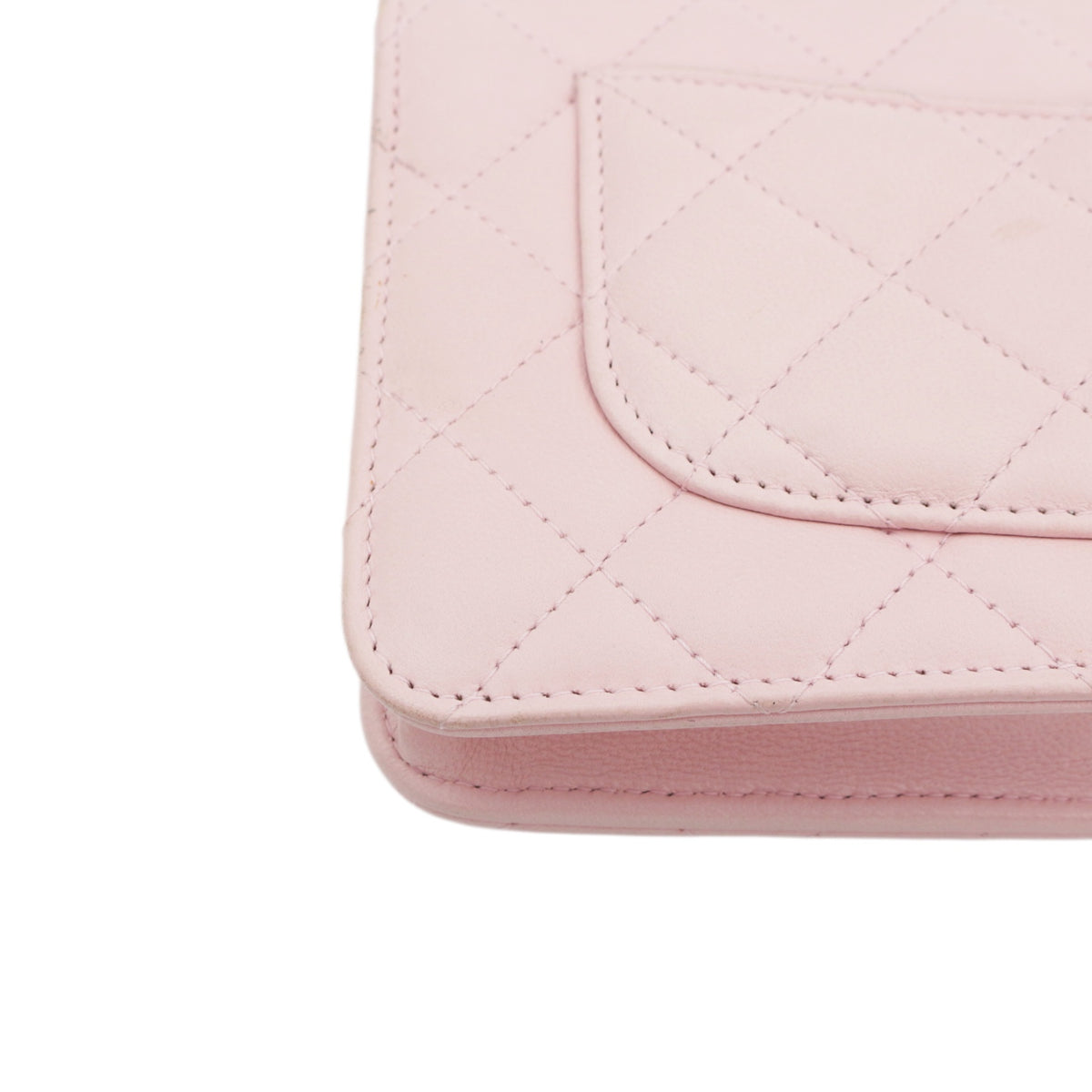 CHANEL Sakura Pink Lambskin Leather Classic Quilted Wallet on Chain (WOC) [Used]