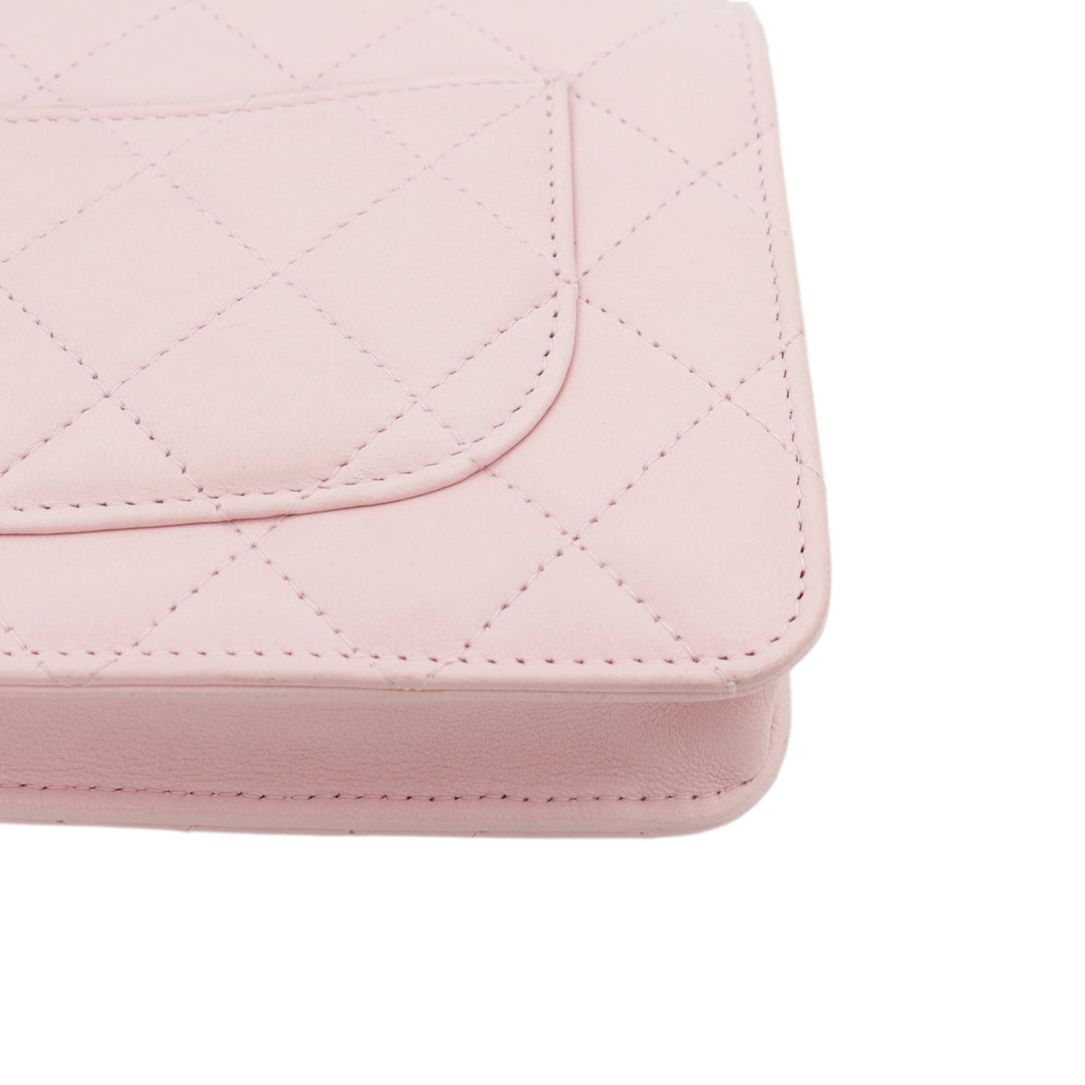 CHANEL Sakura Pink Lambskin Leather Classic Quilted Wallet on Chain (WOC) [Used]